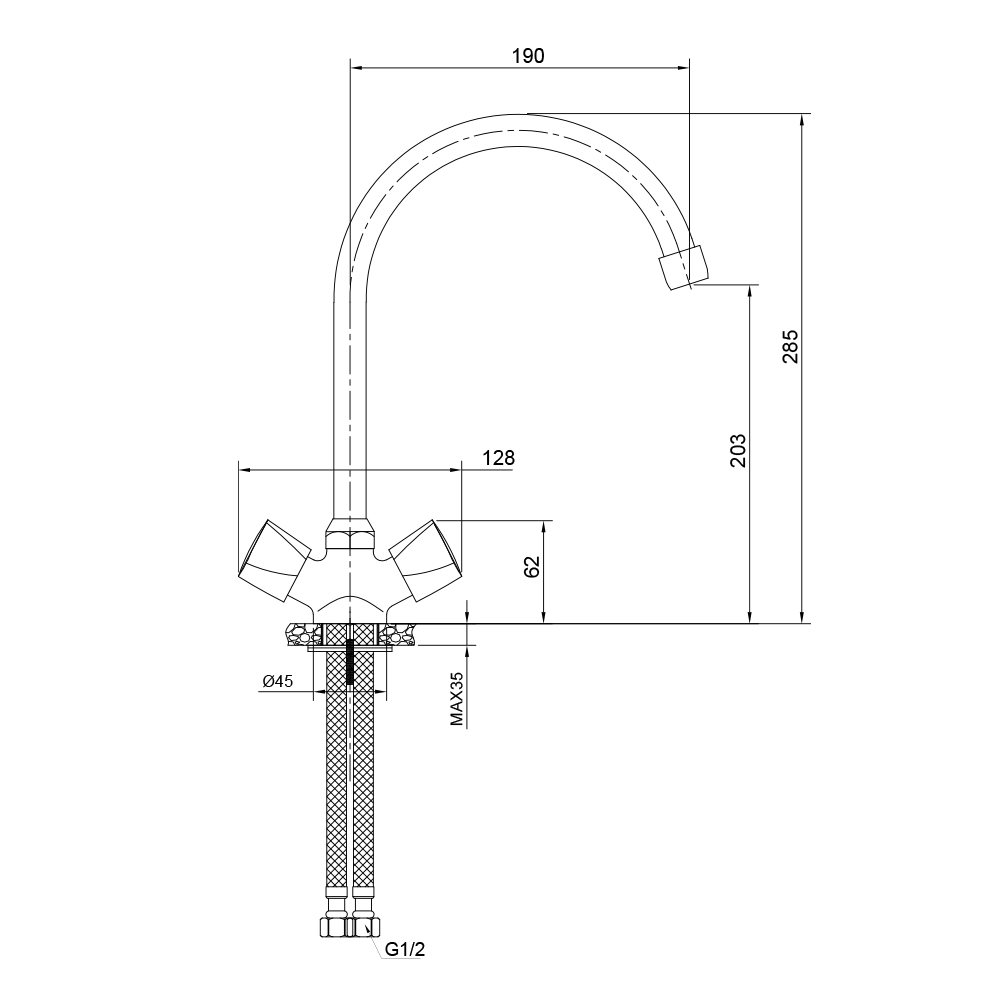 Смеситель для кухни TEPLO, TEP04-110