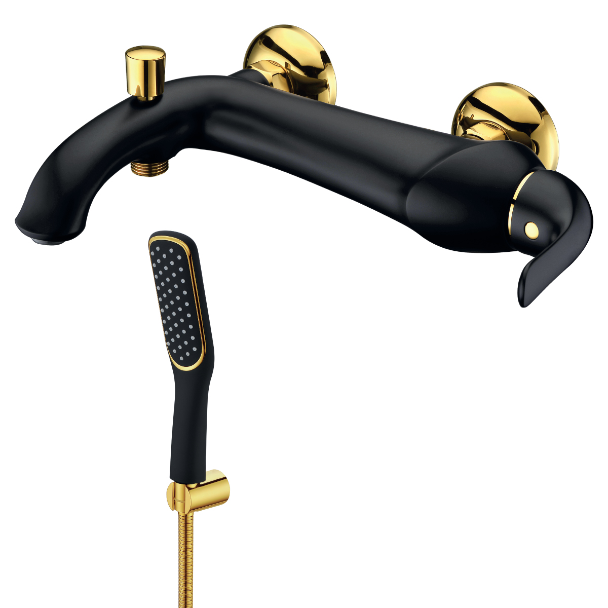 Swan Смеситель для ванны, монолитный излив 189мм, р/ОД, черный/золото, LM, LM5402BG