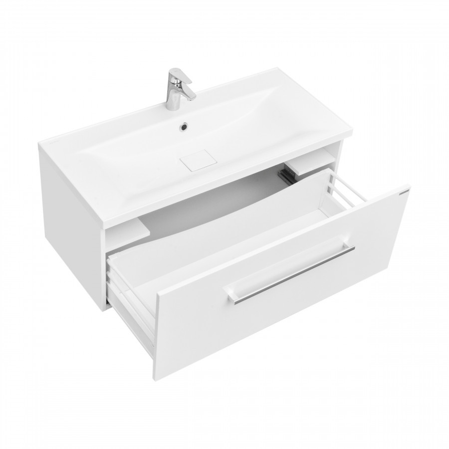 Тумба МАДРИД 100 М, белая (под раковину АЙРИС 100, АЙРИС М 100,,ПРЕМЬЕР М 100)