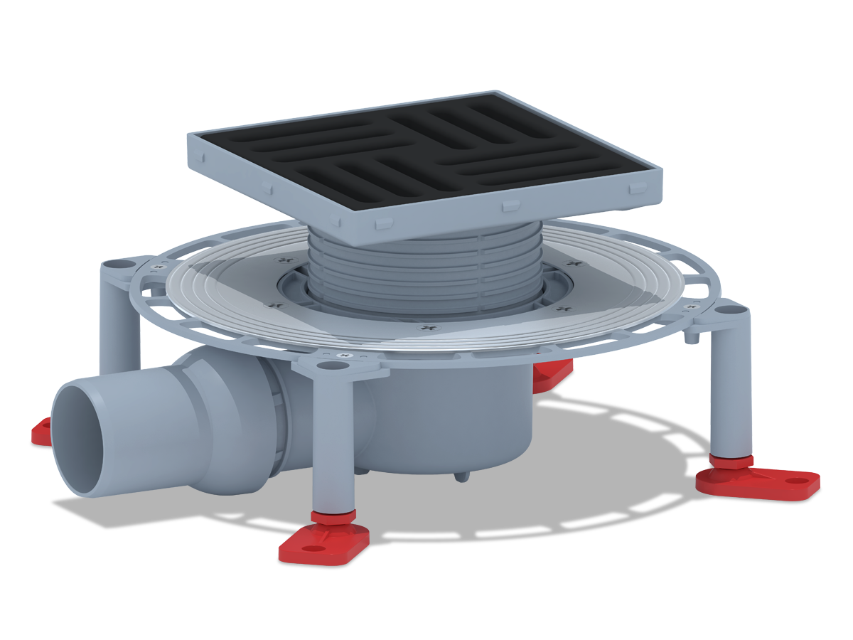 Трап для душа АНИ Пласт TVZ5616 DN50 горизонтальный регулируемый с комбинированным затвором и решёткой из чугуна 150х150 мм