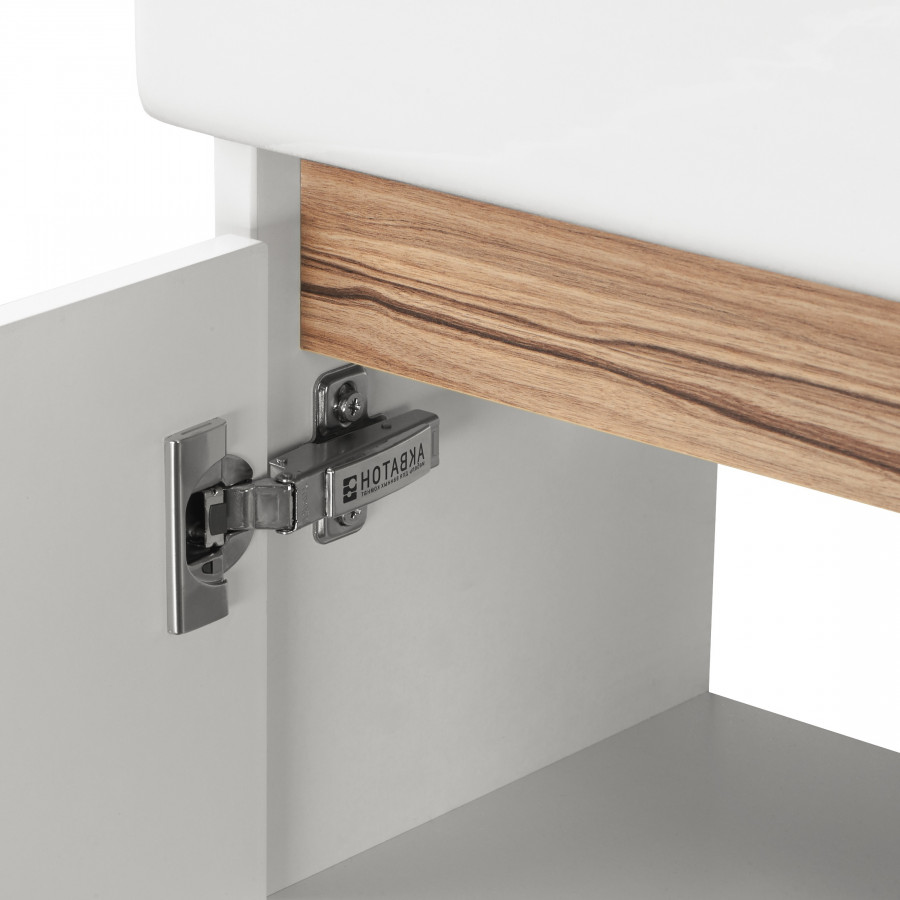 Тумба ЭКЛИПС М 46, подвесная, левая, эбони светл. (под раковину ЭРИС 46)