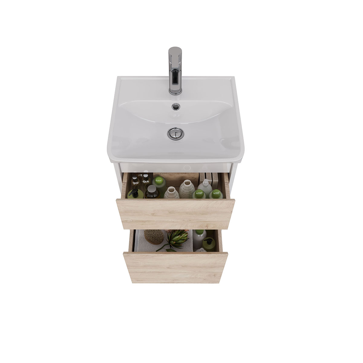 Тумба Lemark COMBI 45см под 1 раковину, подвесная/напольная, 2 ящика, цвет фасада: Дуб кантри, цвет 