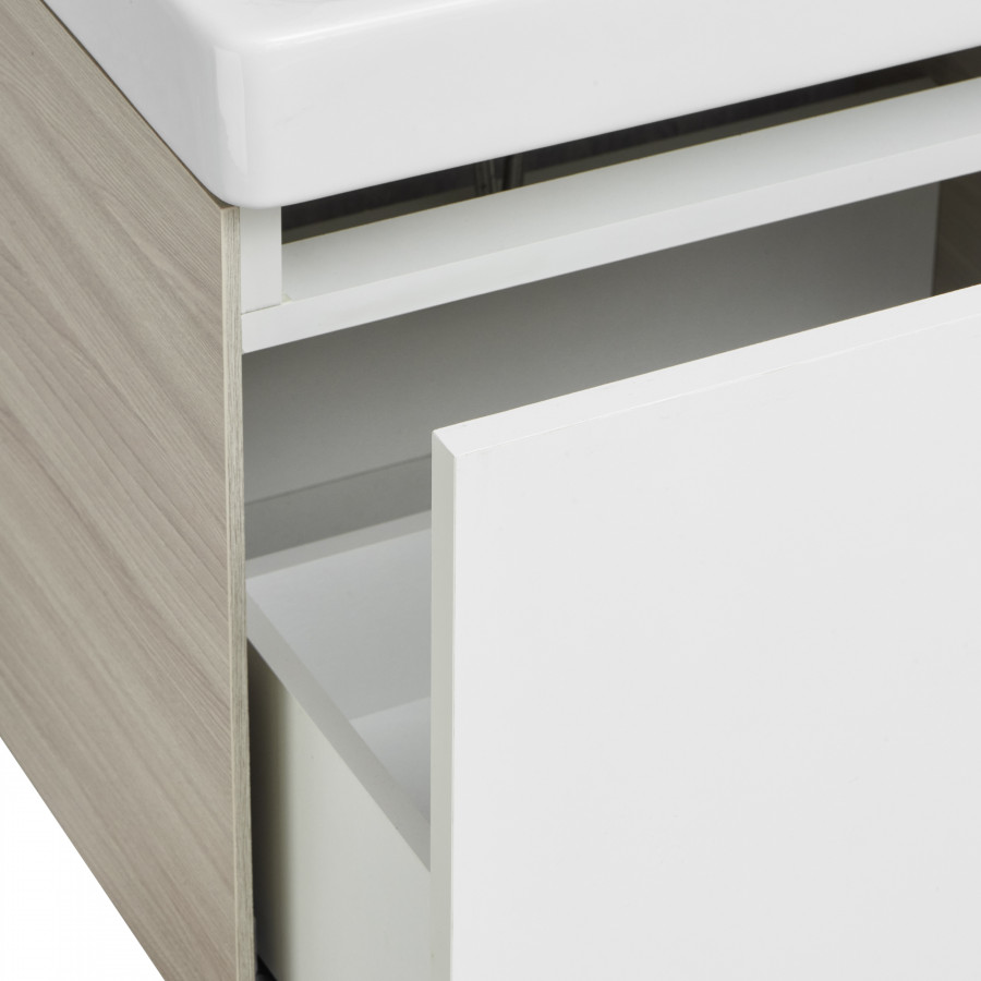 Тумба АСТИ 55, подвесная, белый, ясень шимо (под раковину АДРИАНА 55)