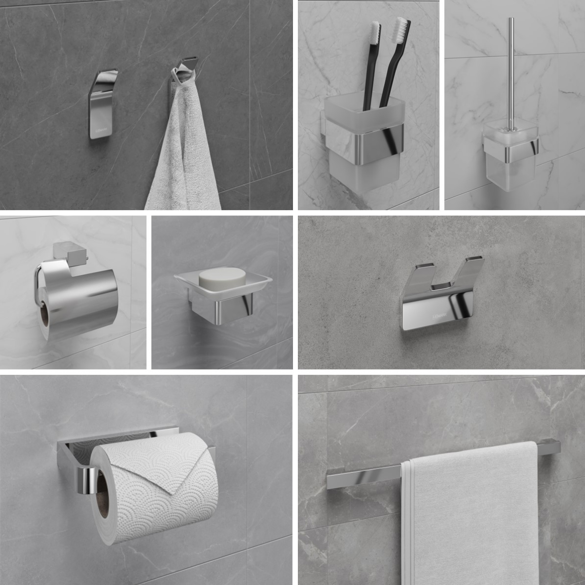 Крючок двойной SMOOTH LINE для полотенец, хром