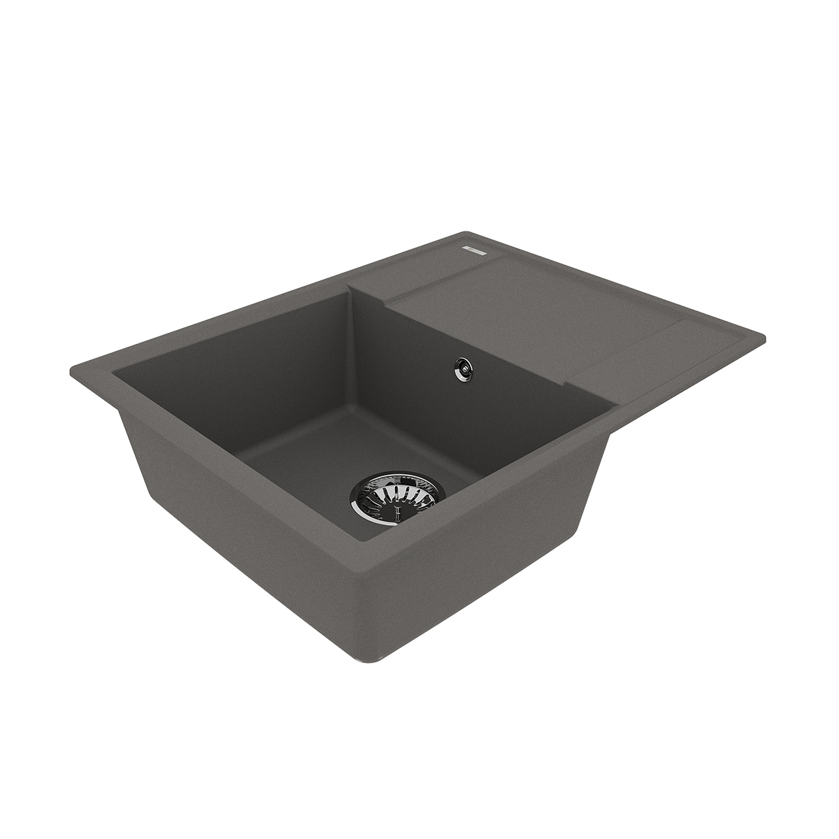 Кухонная мойка Lemark IMANDRA 640 врезная прямоугольная с крылом из кварцгранита, Серый шёлк