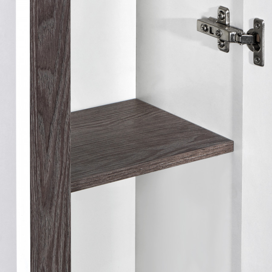 Шкаф-колонна РЕНЕ, подвесная, белый, грецкий орех