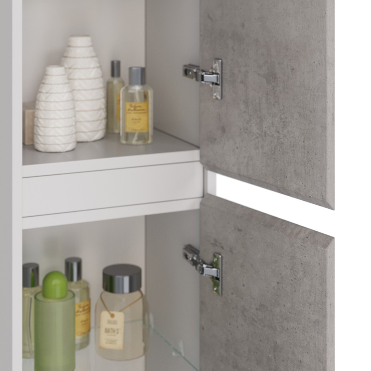 Пенал Lemark COMBI 35 см подвесной/напольный, 2-х дверный, открывание лев/прав, цвет фасада: Бетон, 