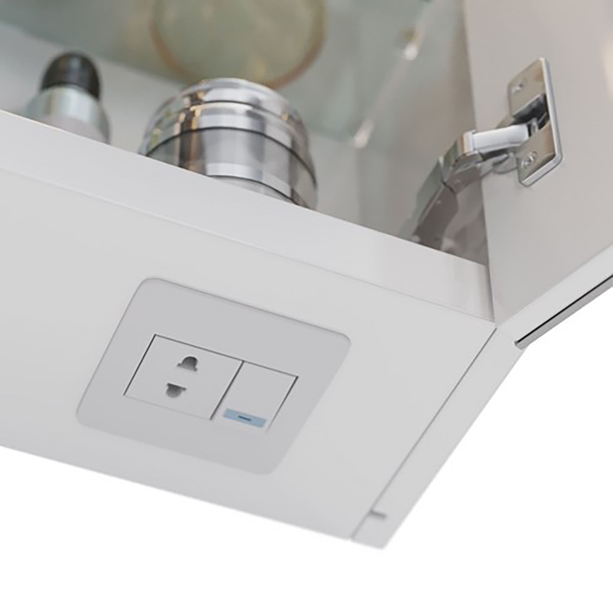 Шкаф зеркальный Lemark ZENON 50х80 см 1 дверный, петли слева, с козырьком-подсветкой, с розеткой, цв