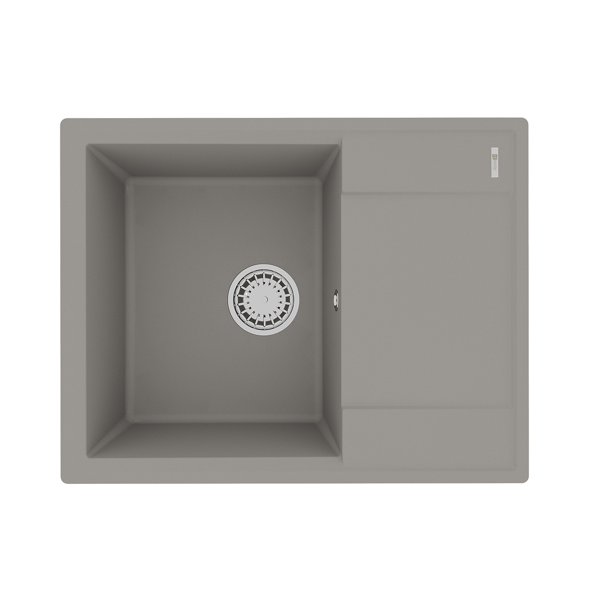 Кухонная мойка Lemark IMANDRA 640 врезная прямоугольная с крылом из кварцгранита, Грей