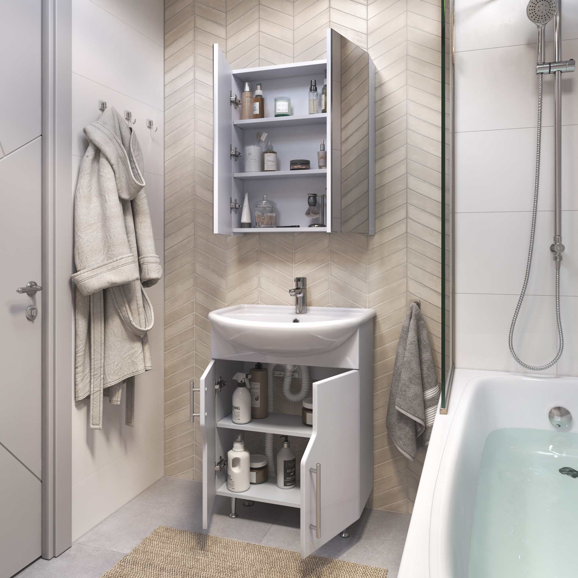 Зеркальный шкаф VIGO Grand 60 подвесной белый (zsh.GRA.60)