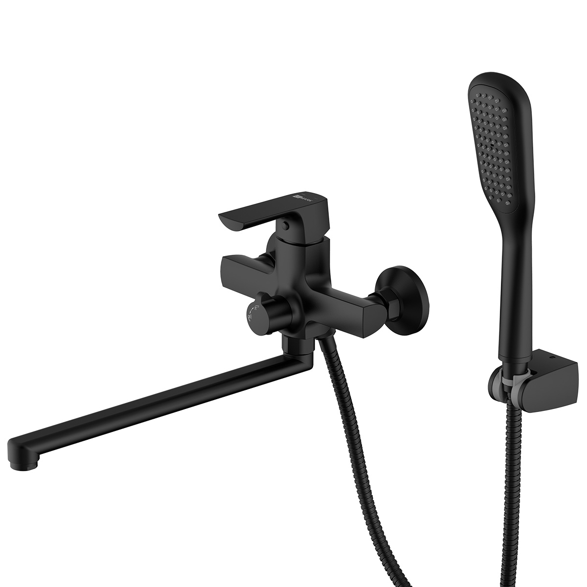 Ursus Смеситель для ванны,монолит.изилв 350мм,р/ОД,черный, LM, LM7251BL