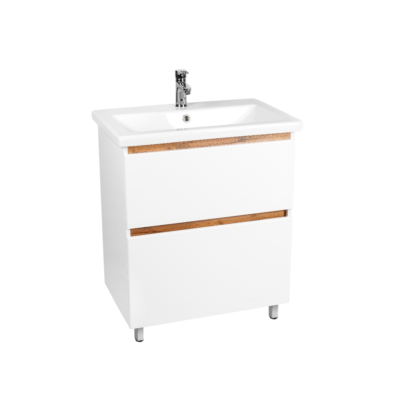 Тумба под раковину VIANT МАЛЬТА 80 напольная белый/дуб вотан (VMAL80CO-T2Y)