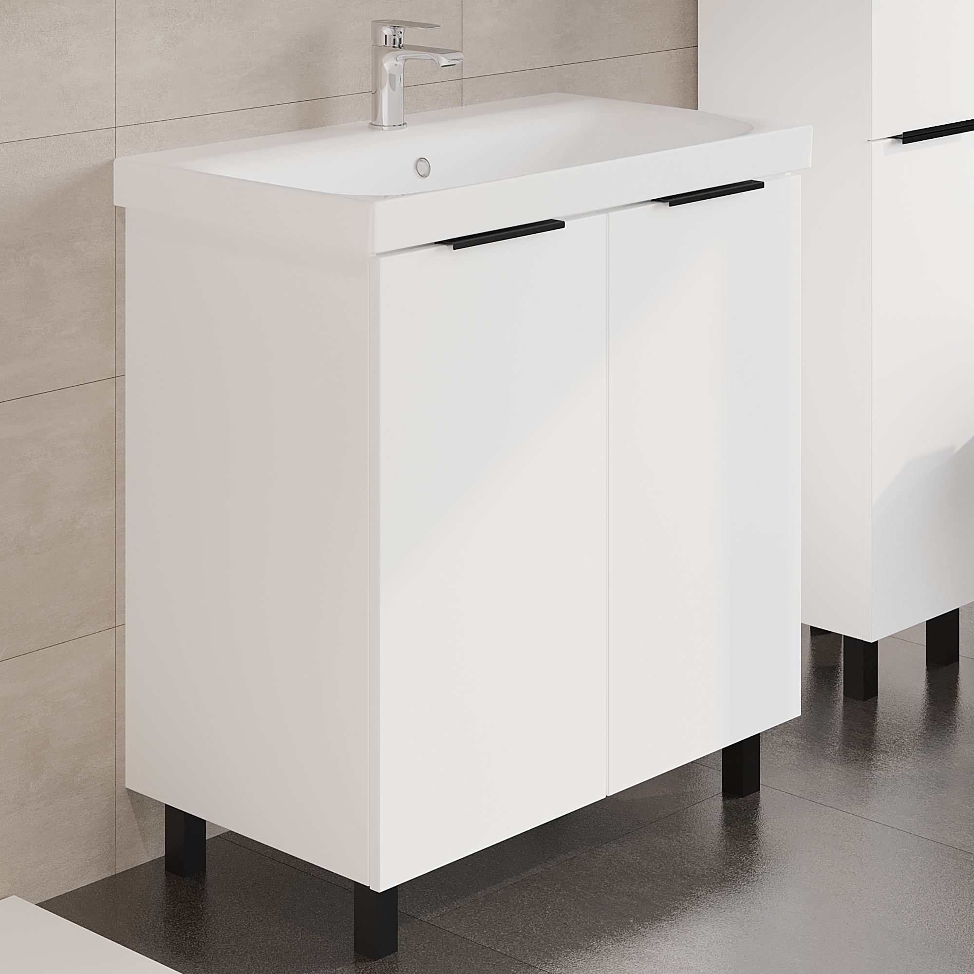 Шкаф-пенал VIANT БЕРЛИН 30 напольный белый (VBER300BEL-PEN)