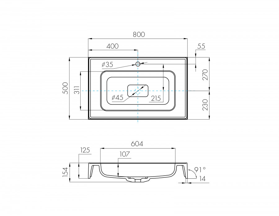 Раковина РИЧМОНД 80, белая