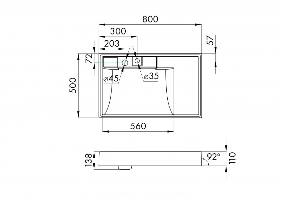 Раковина РЕЙН 80, белая