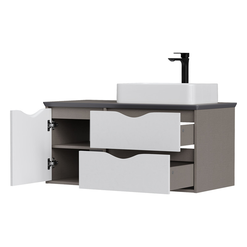 Тумба EQUIL Smile 40 под столешницу (100R 120R) подвесная 1дв. L белый/лен антрацит