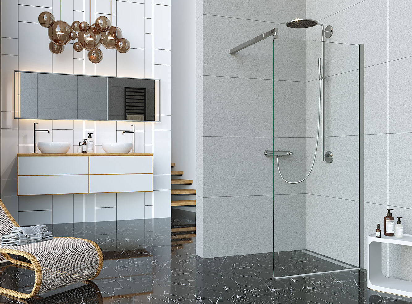 Душевая перегородка ALEX BAITLER 29 серия AB2990S1 прозрачное стекло