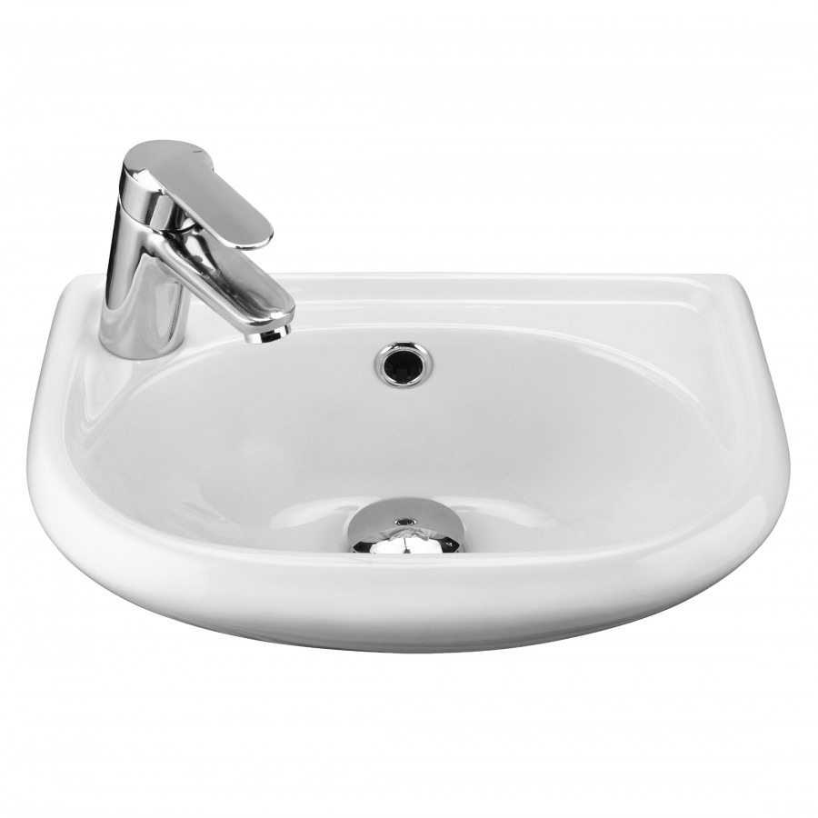 БРИЗ Умывальник мини 40*27(Л), хром.кольцо, с крепл. САНТЕК