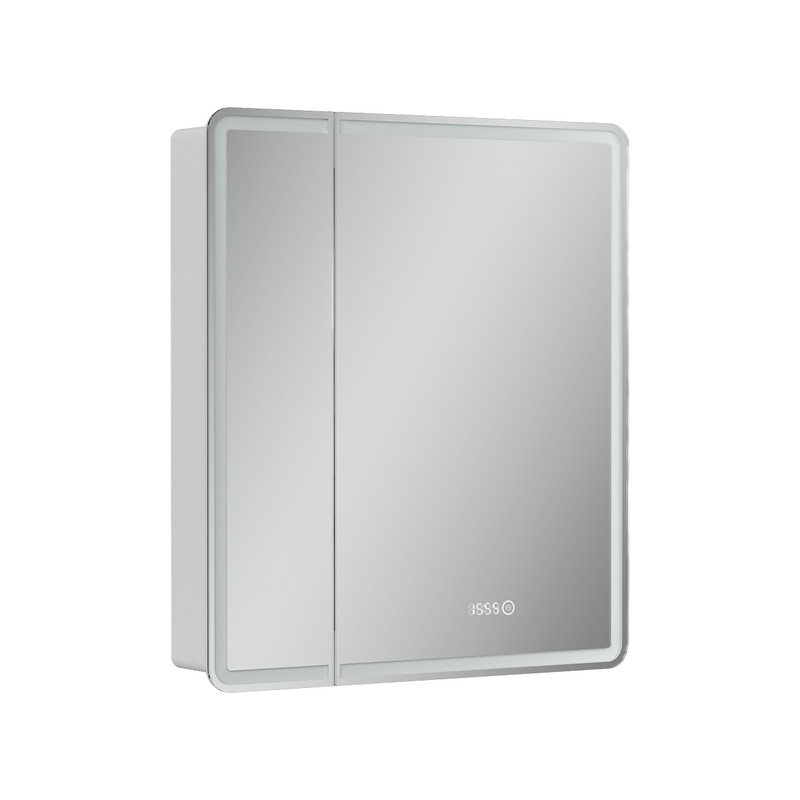 Зеркальный шкаф EQUIL Nice LED 70 с часами белый