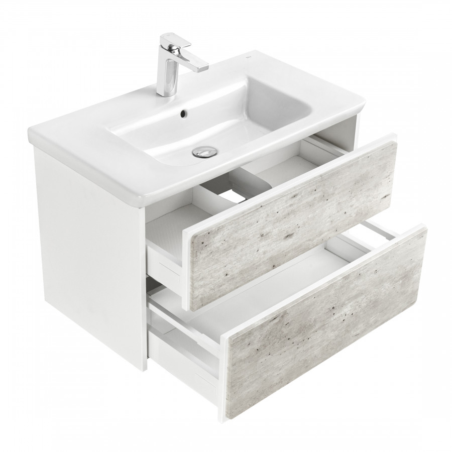 RONDA Тумба под раковину GAP 80, бетон/белый глянец, ROCA