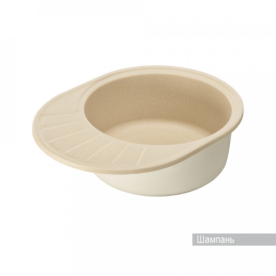 Мойка для кухни  Чезана 568x437x191 мм,круглая с крылом, шампань