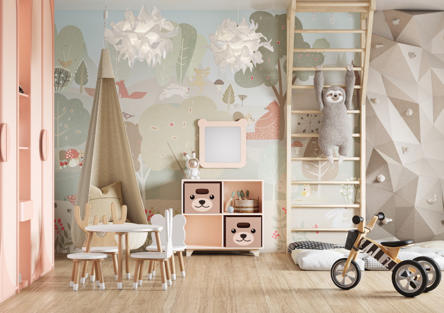 Зеркало КАСПЕР МИШКА, квадратное, розовый матовый