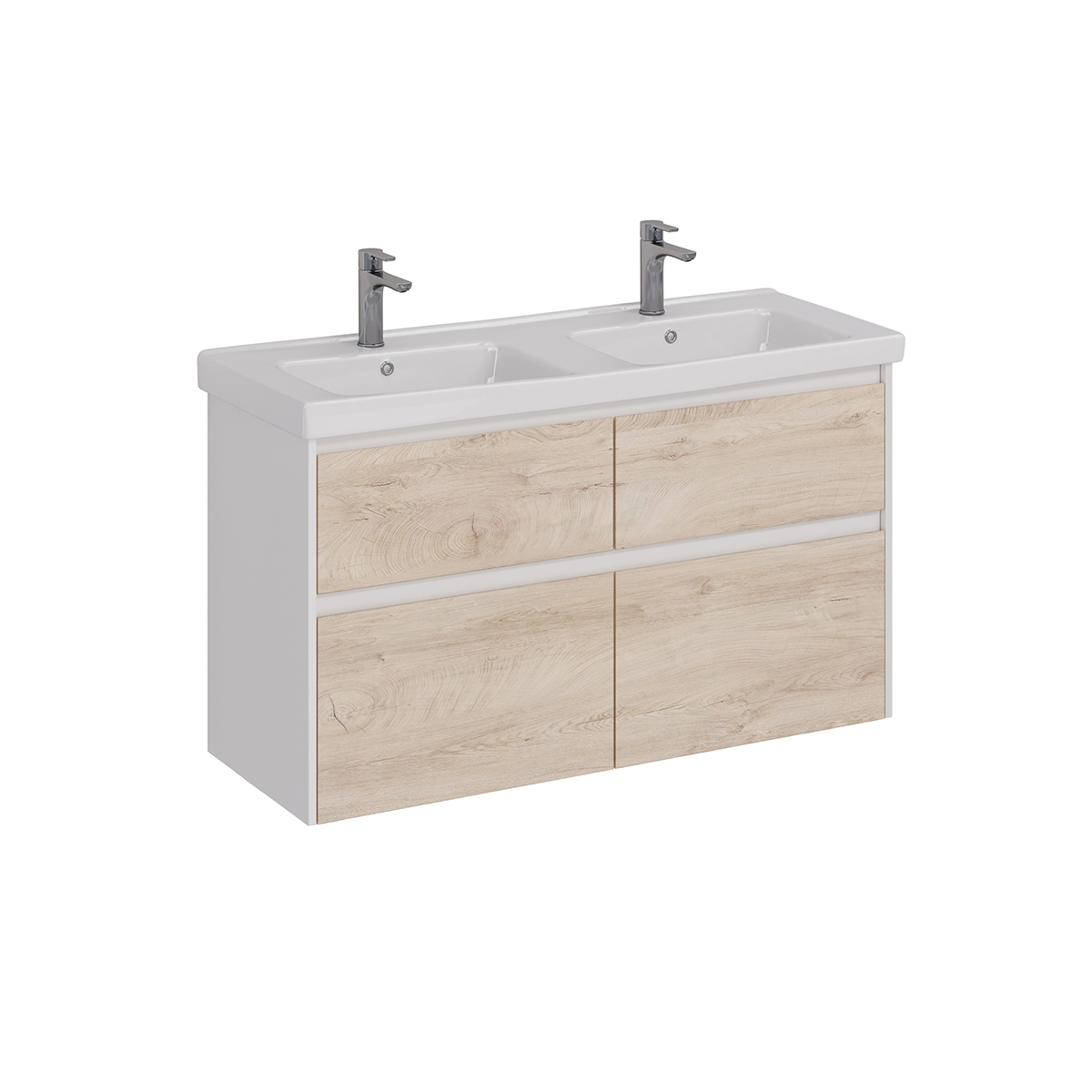 Тумба Lemark COMBI 125 см под 2 раковины, подвесная/напольная,4 ящика, цвет фасада: Дуб кантри, цвет