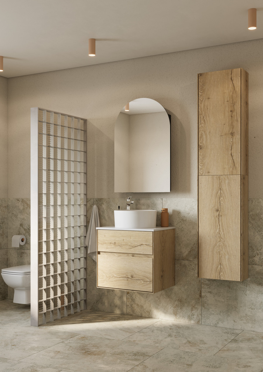 Зеркальный шкаф САНТА-БАРБАРА 60, левый, графит