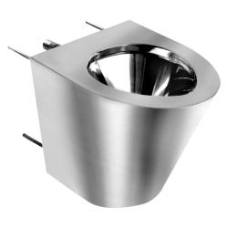 Унитаз из нержавеющей стали без сливного бака матовый c антивандальным креплением 390х355х450