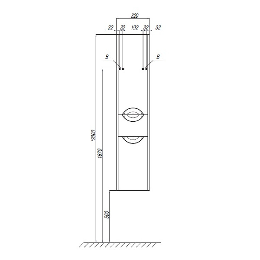 Шкаф-колонна СИЛЬВА 30, подвесная, левая, дуб фьорд