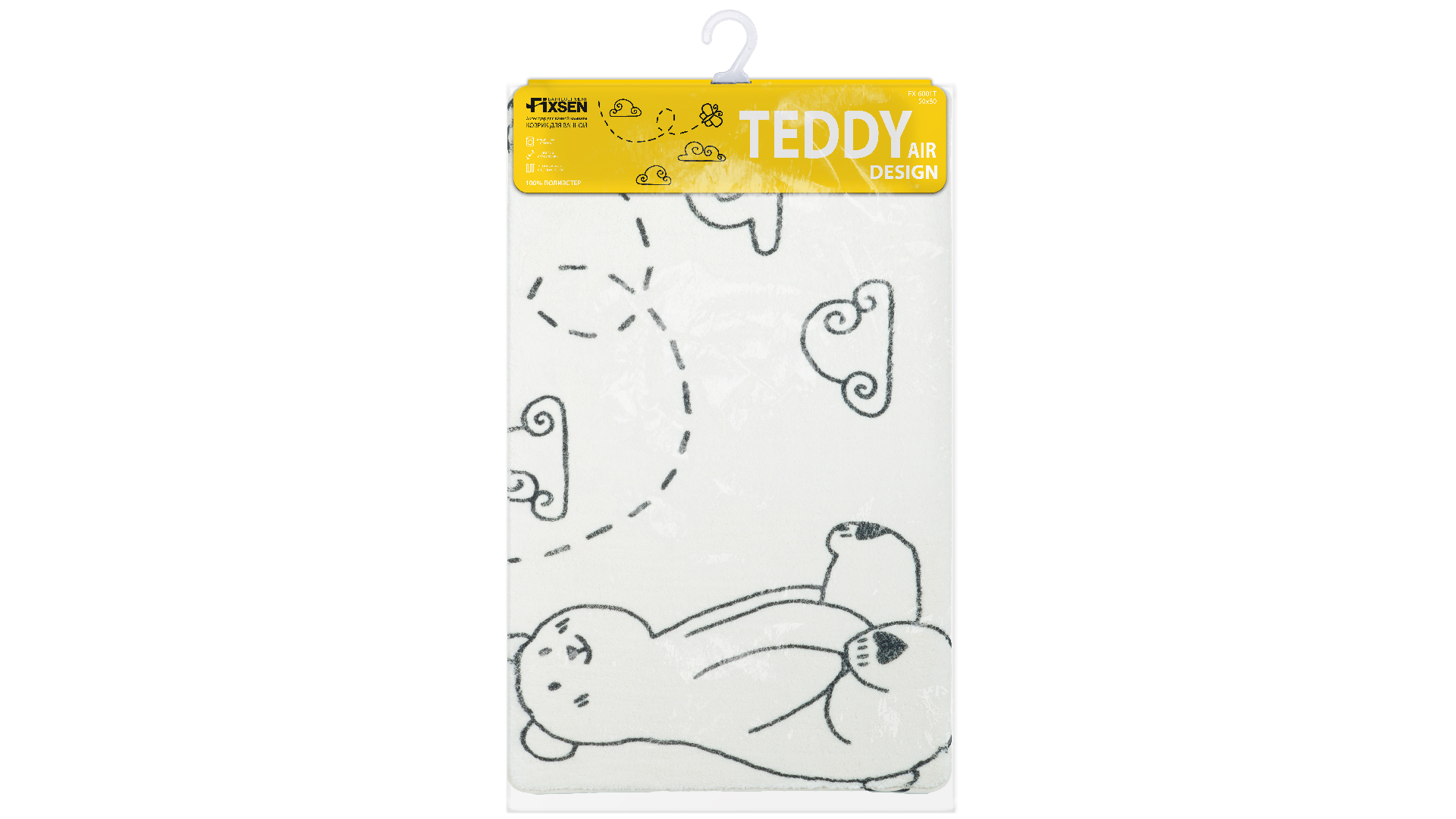 Коврик для ванной Fixsen Teddy Air 1-ый FX-6001T, белый, 50х80см