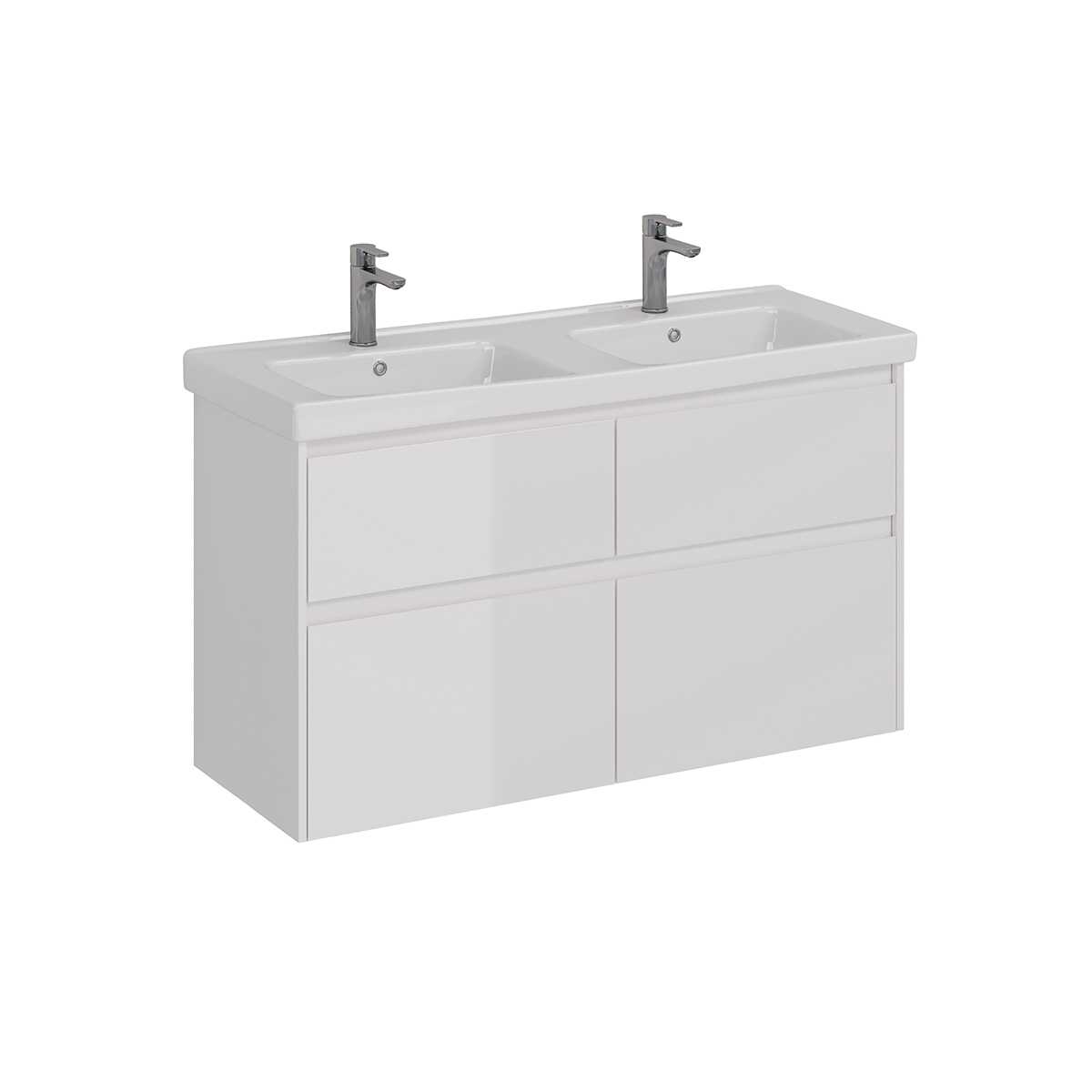 Тумба Lemark COMBI 125 см под 2 раковины, подвесная/напольная,4 ящика, цвет корпуса, фасада: Белый г