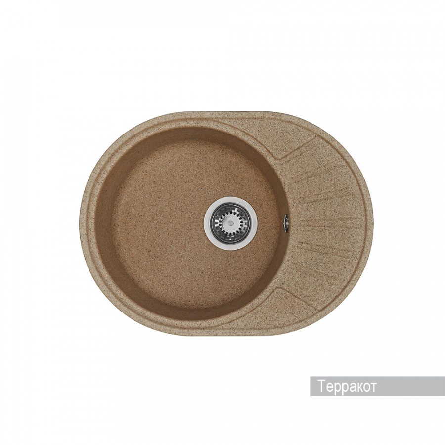 Мойка для кухни  Чезана 568x437x191 мм,круглая с крылом, терракот