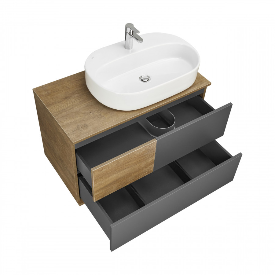 Тумба ТЕРРА 85, дуб кантри, антрацит (под раковину MILA 35, Одри 42, Лола 60)