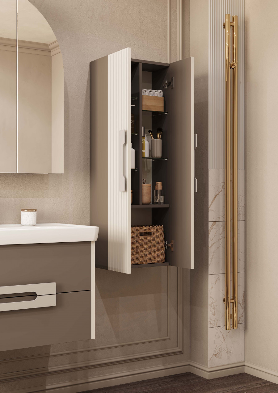 Шкаф-колонна АР-ДЕКО 40,  двустворчатая, подвесная, кашемир