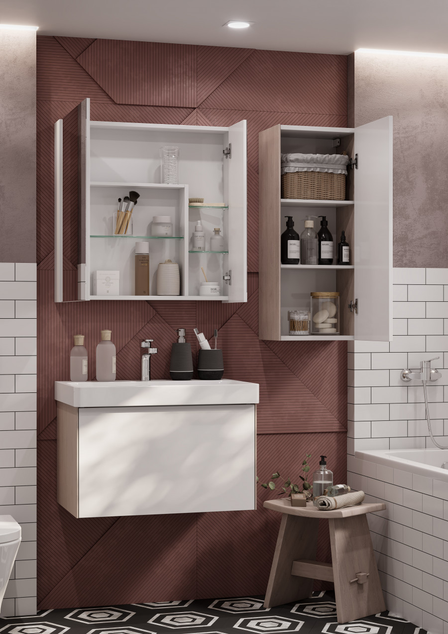 Зеркальный шкаф АСТИ 70, белый