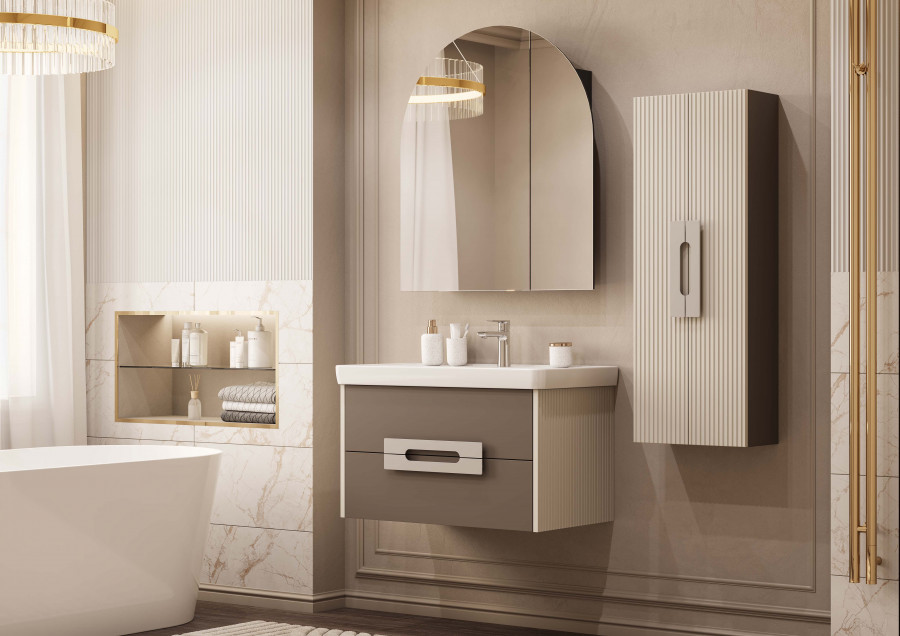 Шкаф-колонна АР-ДЕКО 40,  двустворчатая, подвесная, кашемир