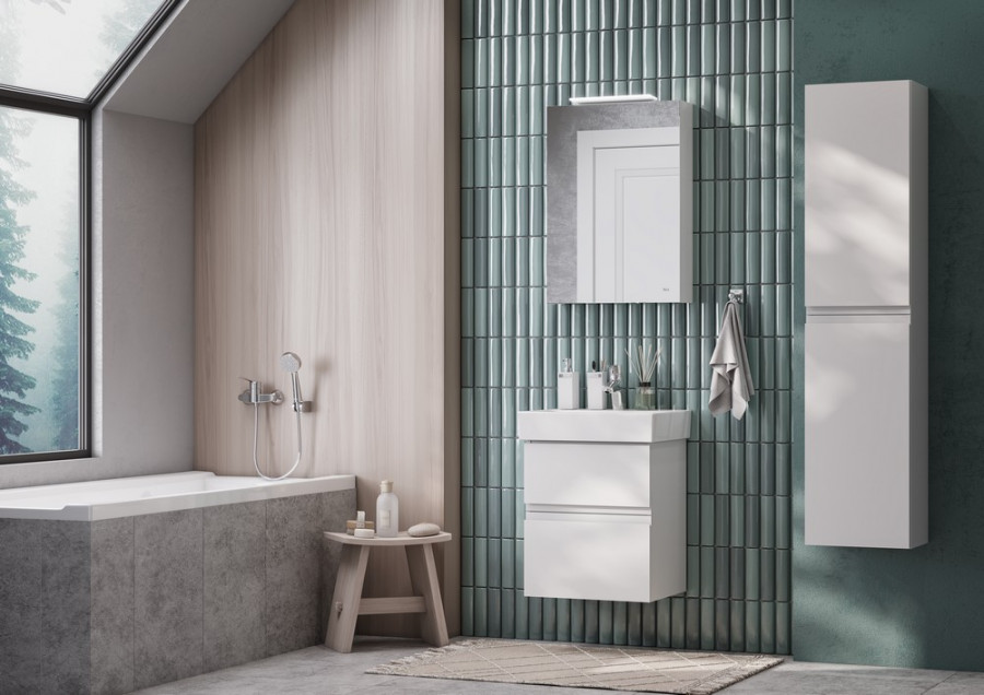 OLETA Зеркальный шкаф 50, левый, белый глянец