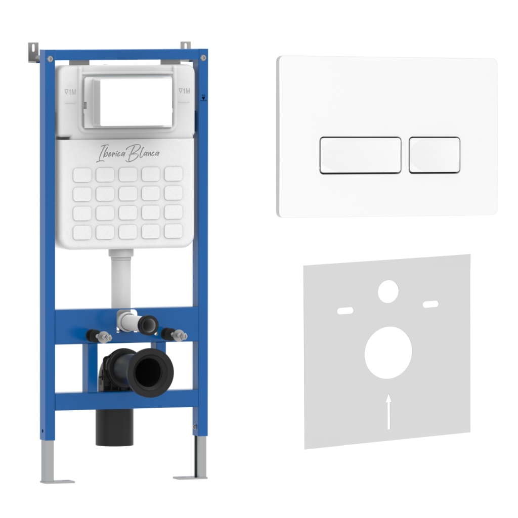 Комплект 2в1 IBERICA BLANCA инсталляция SILENCIO, кнопка смыва ESTI-R белый глянцевый (IB001.211)