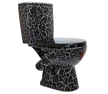 УЮТ Унитаз-компакт, косой выпуск, 2-х режимн. арм-ра, сид. п/п Уклад, черный кракелюр, ROSA