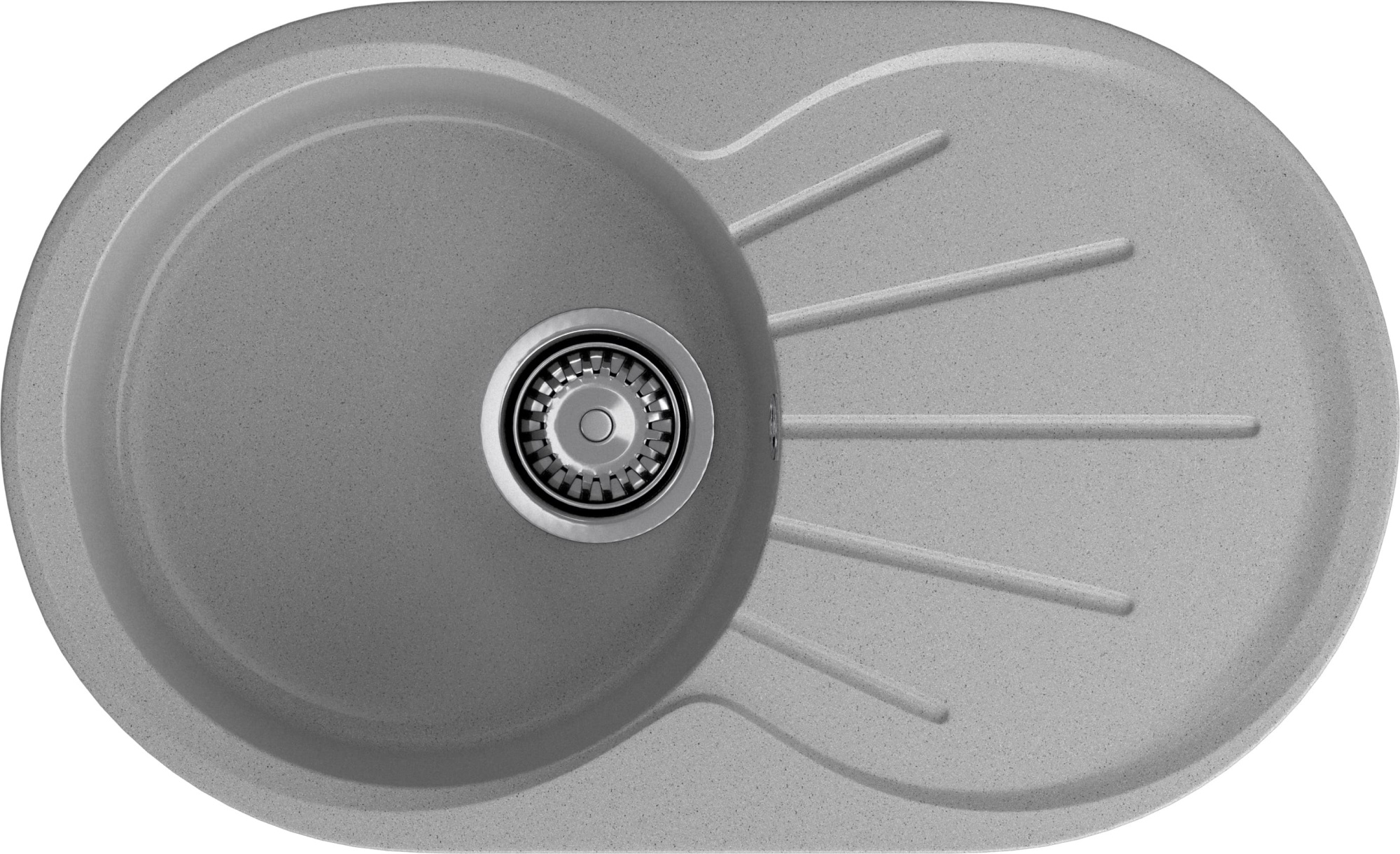 GRANFEST Мойка композит RONDO GF-R--750L  чаша с крылом 750*460мм   серый арт.GF-