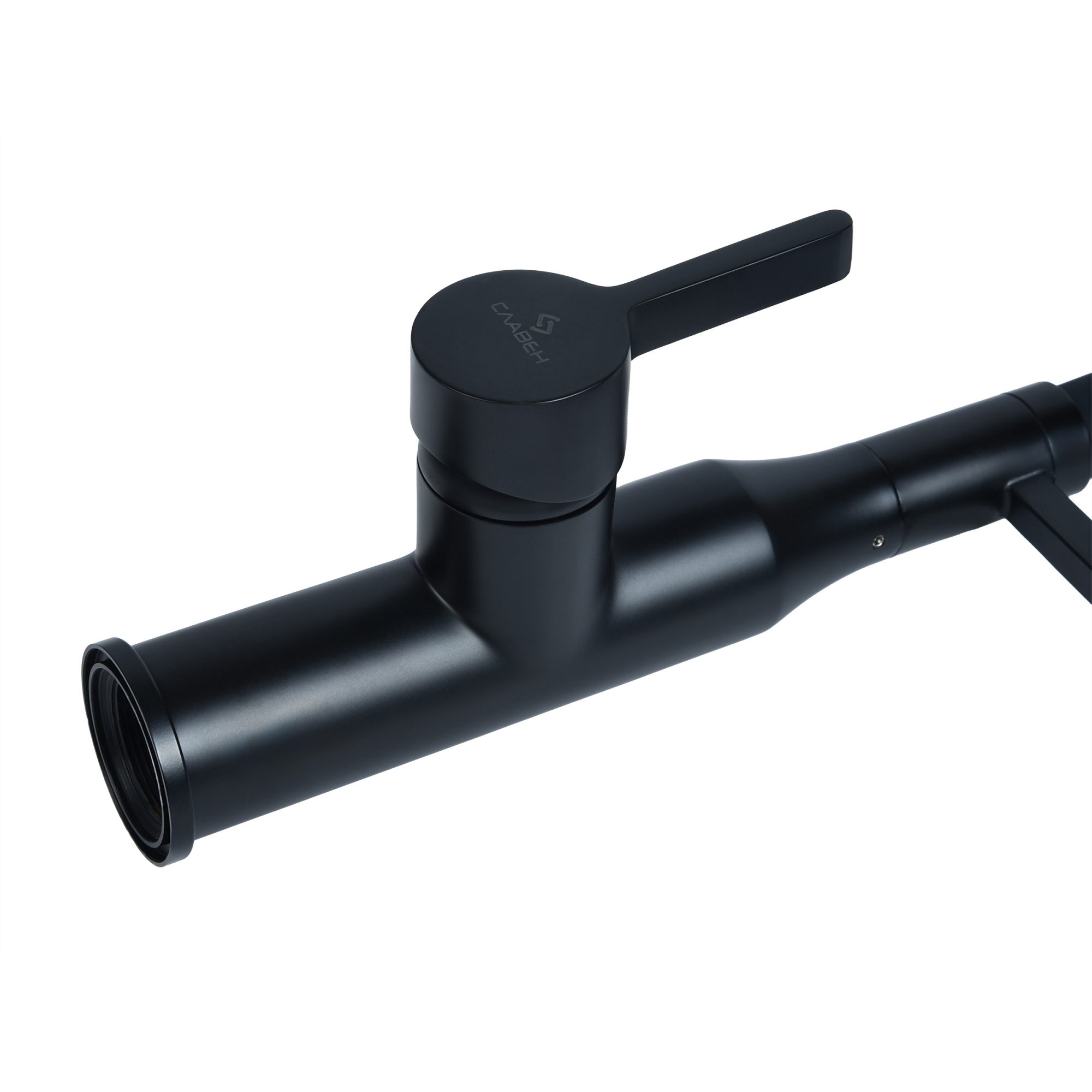 Смеситель для кухни СЛАВЕН Город СЛ-ОД-Д25 с встроенной лейкой черный