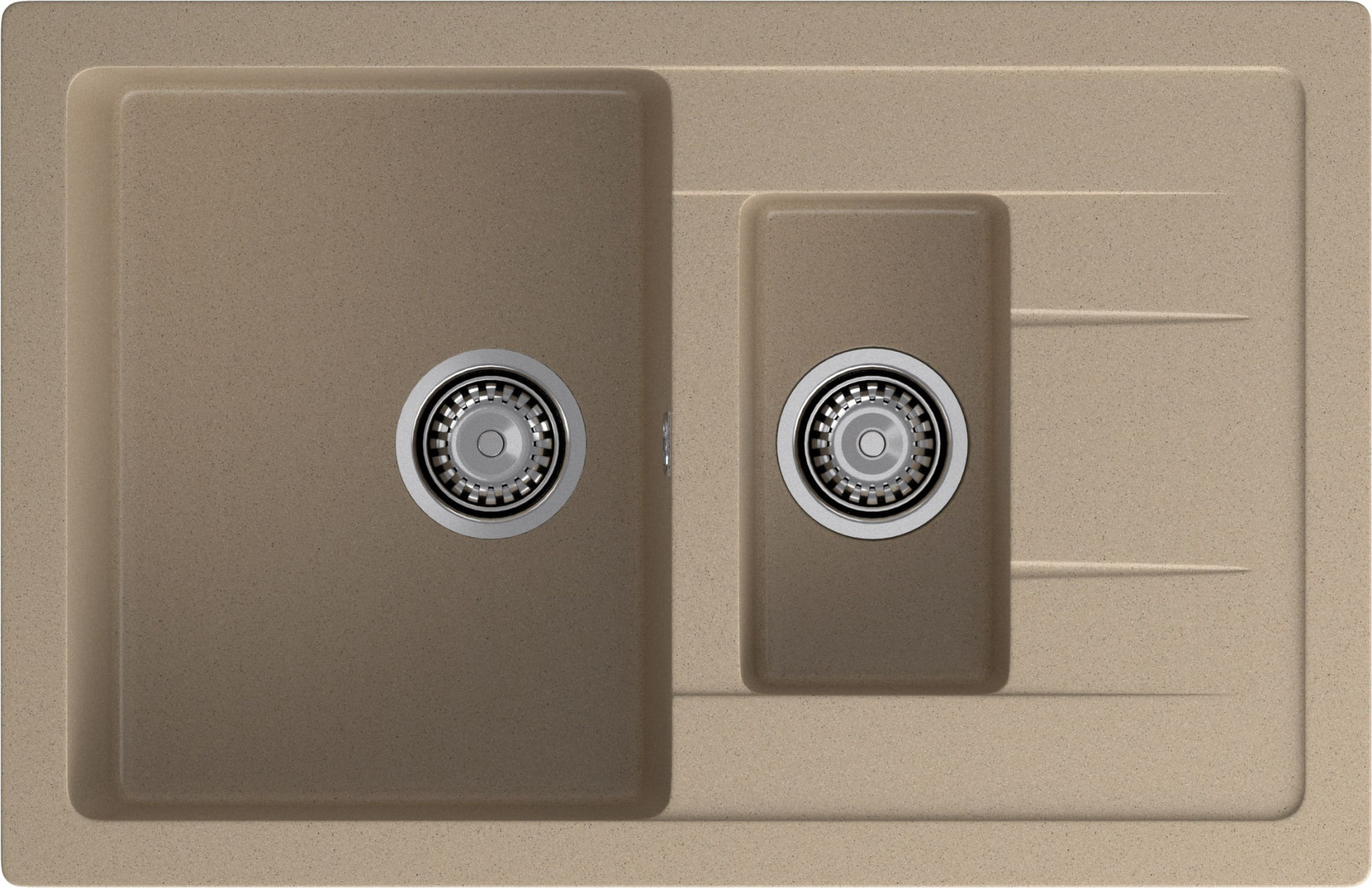 GRANFEST Мойка композит QUADRO GF-Q--775KL 1.5-чаш+крыло 775*500мм   песочный арт.GF-