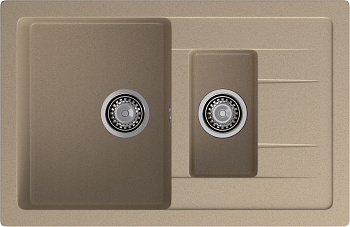 GRANFEST Мойка композит QUADRO GF-Q--775KL 1.5-чаш+крыло 775*500мм   песочный арт.GF-