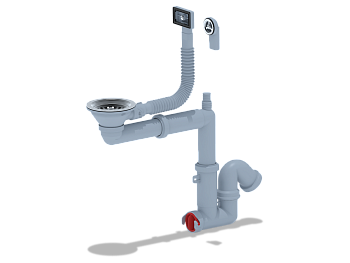 Cифон для мойки АНИ Пласт F серия F5345S 3 1/2 дюйма 40 смещенный с гибким переливом и отводом для стиральной машины