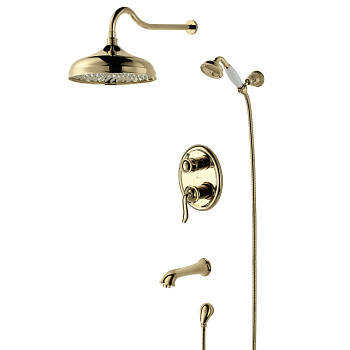 Brava Смеситель для ванны и душа, монолит.излив 170мм верх.лейка встраив., р/ОД, золото, LM, LM4722G