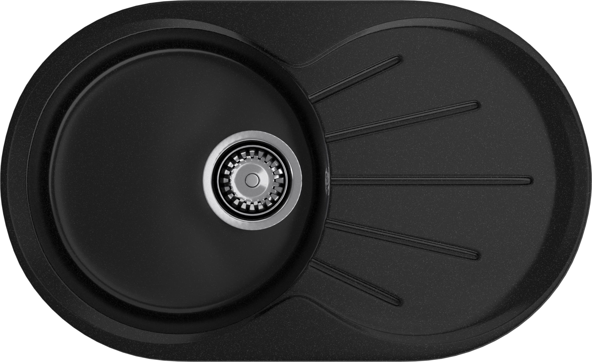 GRANFEST Мойка композит RONDO GF-R--750L  чаша с крылом 750*460мм   черный арт.GF-