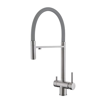 Смеситель для кухни с гибким изливом (серый)  под фильтр из нержавеющей стали EKO, EKO05-161