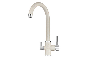 2168, ПИРИТ Смеситель для кухни однорыч., с подкл. для питьевой воды, беж., GRANULA