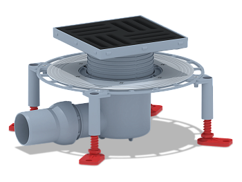 Трап для душа АНИ Пласт THQ5616 DN50 горизонтальный регулируемый с сухим затвором и решёткой из чугуна 150х150 мм